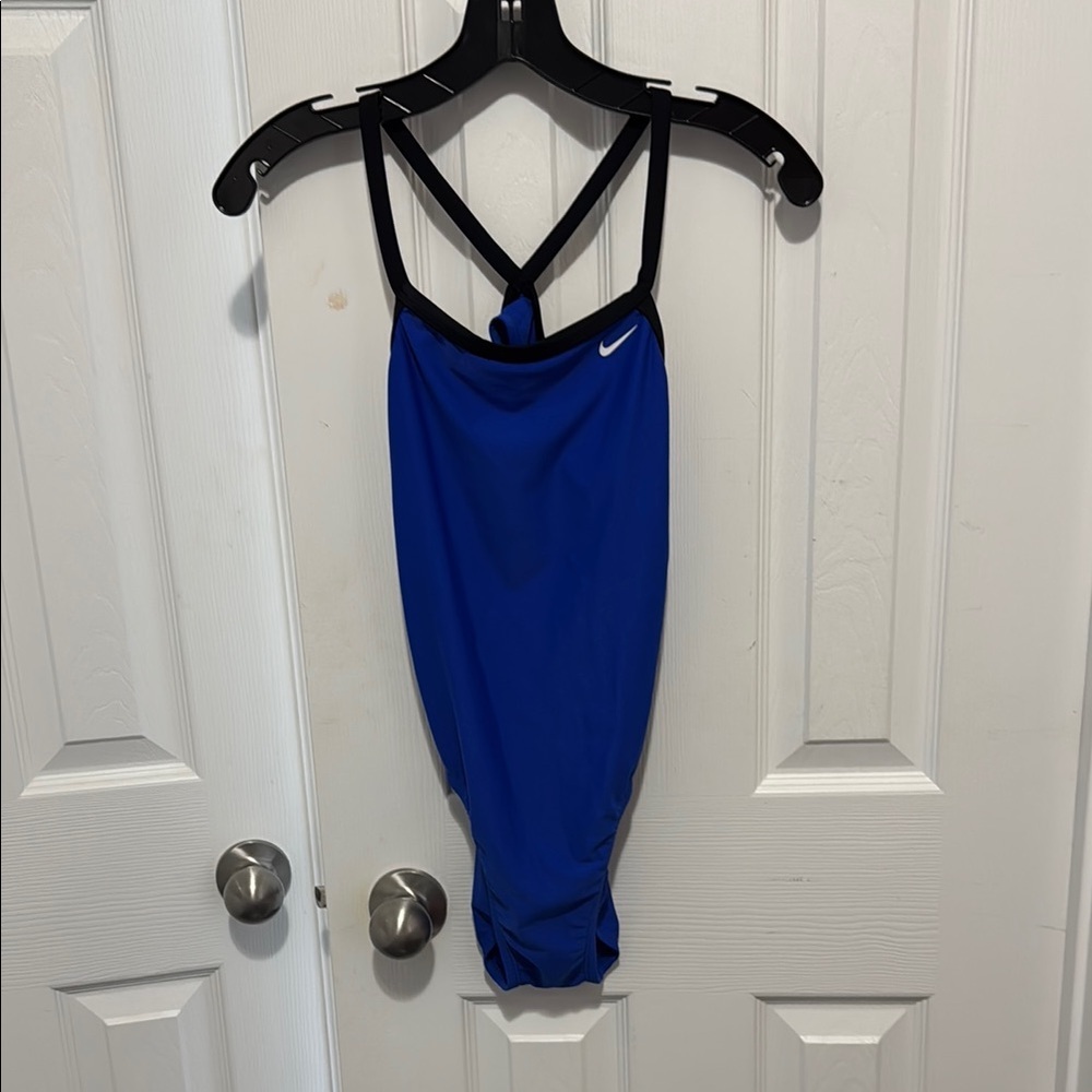 Nike Blue and Black Bodysuit with Cross-Back Design